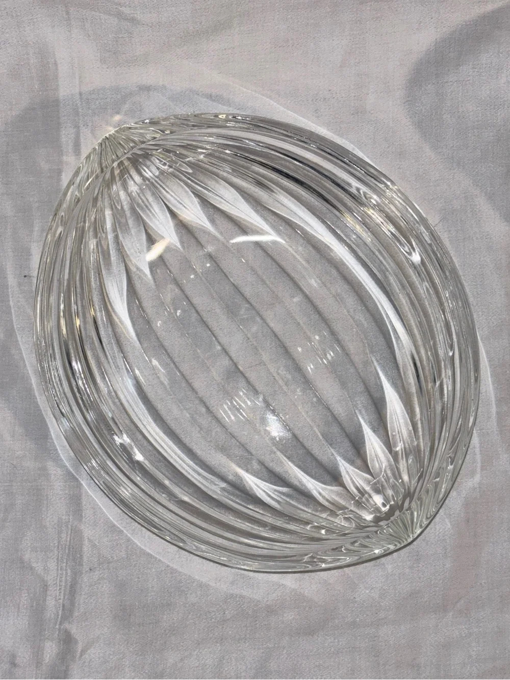 Vintage Clear Optic Swirl Glass Serving Bowl Set 7 Piece Mid Century Style